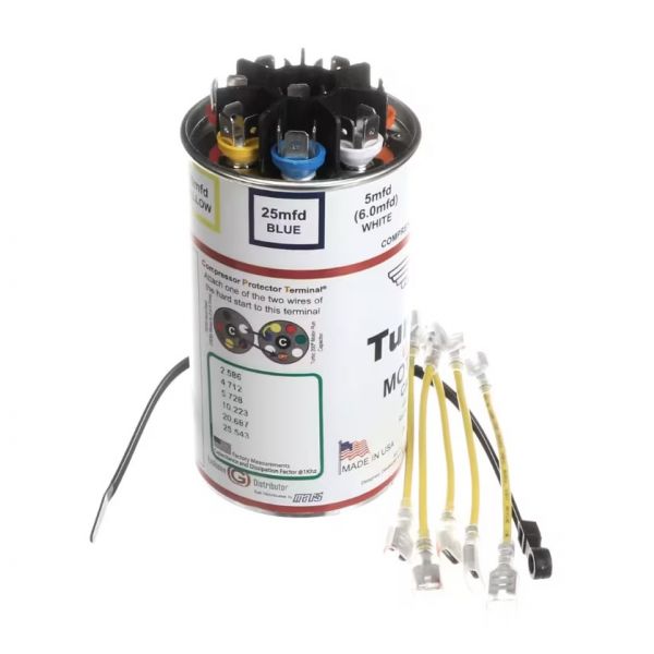 Trane TURBO200 Round Run Capacitor Multi-Cap, Up to 67.5 MFD 370-440VAC ...
