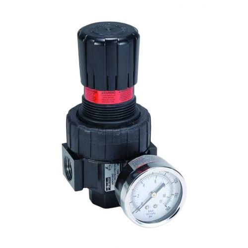 Parker Watts Fluid Air 06R318AC 1/2" Pressure Regulator Gauge W/0-125 PSI
