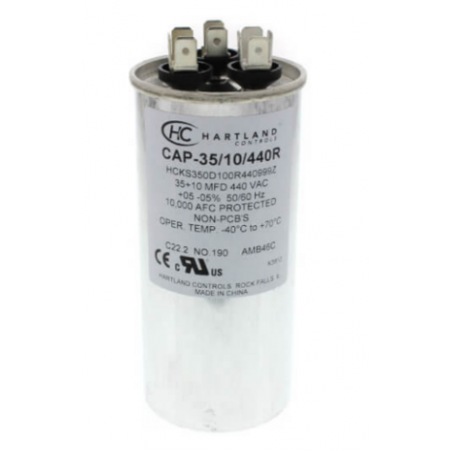 Hartland Controls CAP-35/10/440R 35/10Mfd 370/440V Rnd Run Cap