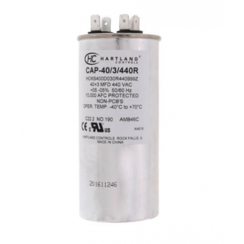 Hartland Controls CAP-40/3/440R 40/3Mfd 370/440V Round Run Cap