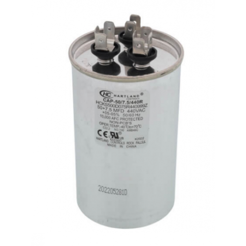 Hartland Controls CAP-50/7.5/440R 50/7.5Mfd 370/440V Rnd Run Cap
