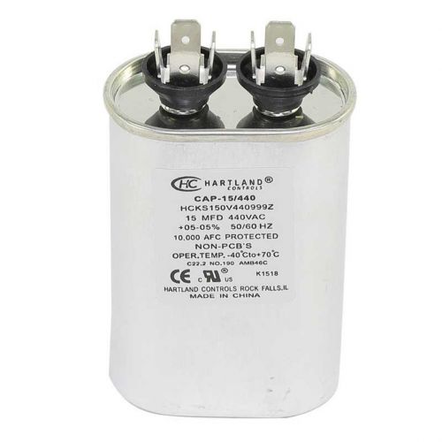 15Mfd 370/440V Oval Run Cap For Hartland Controls -Part# CAP-15/440