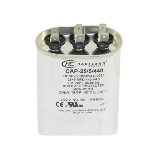 25/5Mfd 370/440V Oval Run Cap For Hartland Controls -Part# CAP-25/5/440