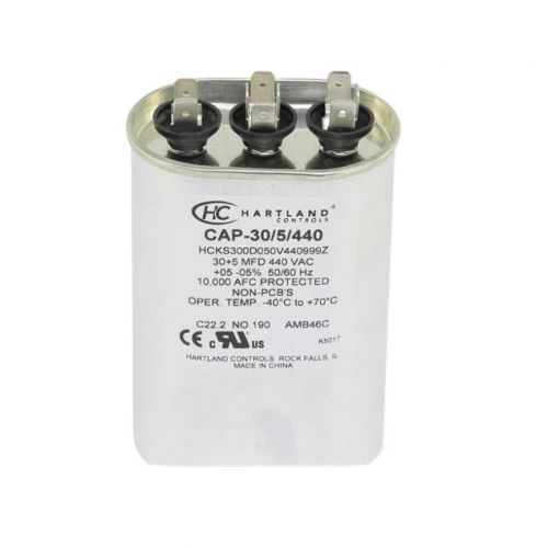 30/5Mfd 370/440V Oval Run Cap For Hartland Controls -Part# CAP-30/5/440