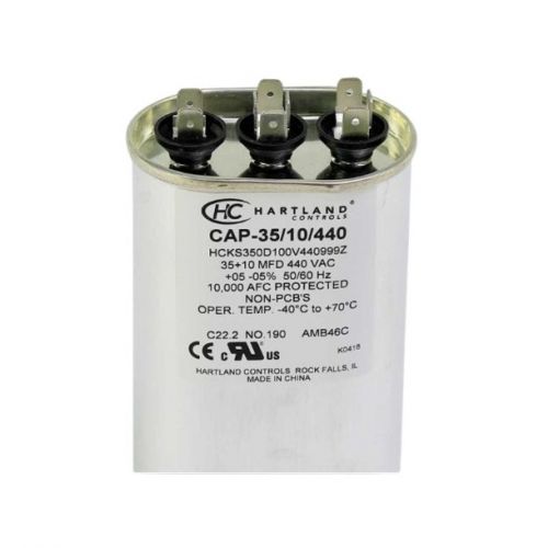 35/10Mfd 370/440V Oval Run Cap For Hartland Controls -Part# CAP-35/10/440