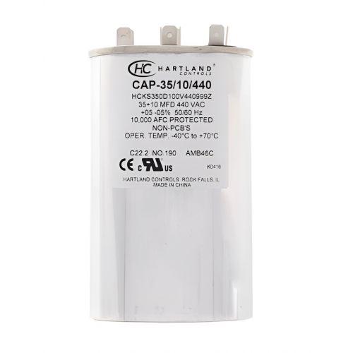 35/10Mfd 370/440V Oval Run Cap For Hartland Controls -Part# CAP-35/10/440