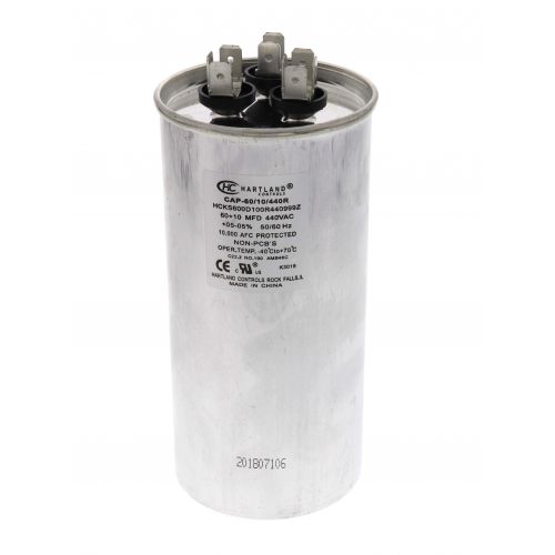 60/10Mfd 370/440V Rnd Run Cap For Hartland Controls -Part# CAP-60/10/440R