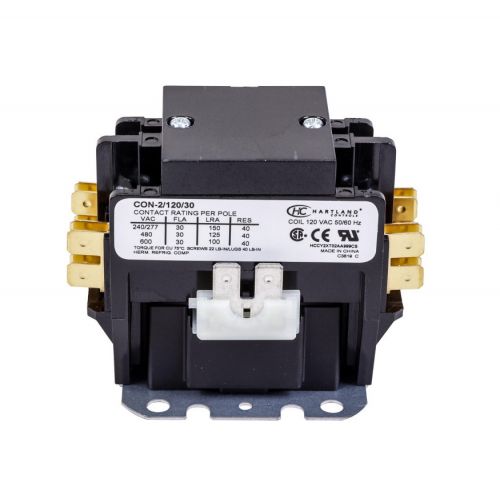 2P 120V 30A Contactor W/Lugs For Hartland Controls -Part# CON-2/120/30