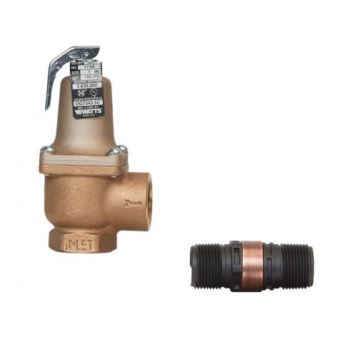 Watts F275118 1" Boiler Pressure Relief Valve 70 PSI Bronze