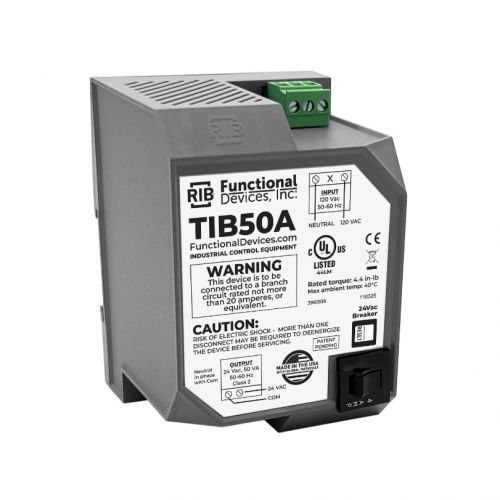 Functional Devices TIB50A Transformer DIN Rail Mount UL Class-2 50VA 120-24 VAC