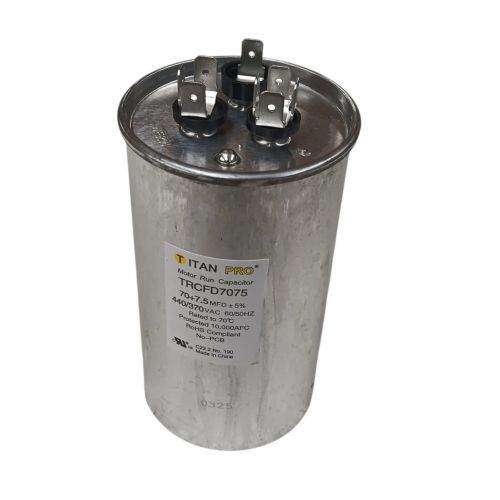 Packard TRCFD7075 Dual Round Run Capacitor 370-440V 70+7.5 MFD 50-60Hz