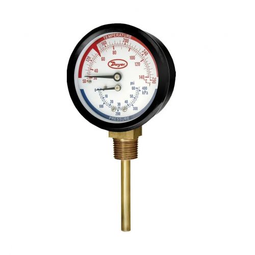Dwyer Instruments TRI-200-50 Tridicator Gage 0-200 PSI 1/2" NPT 80°F-290°F CBM