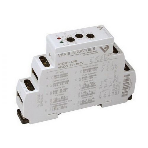 Veris Industries VTD2P-UNI DPDT Time Delay Relay 15A